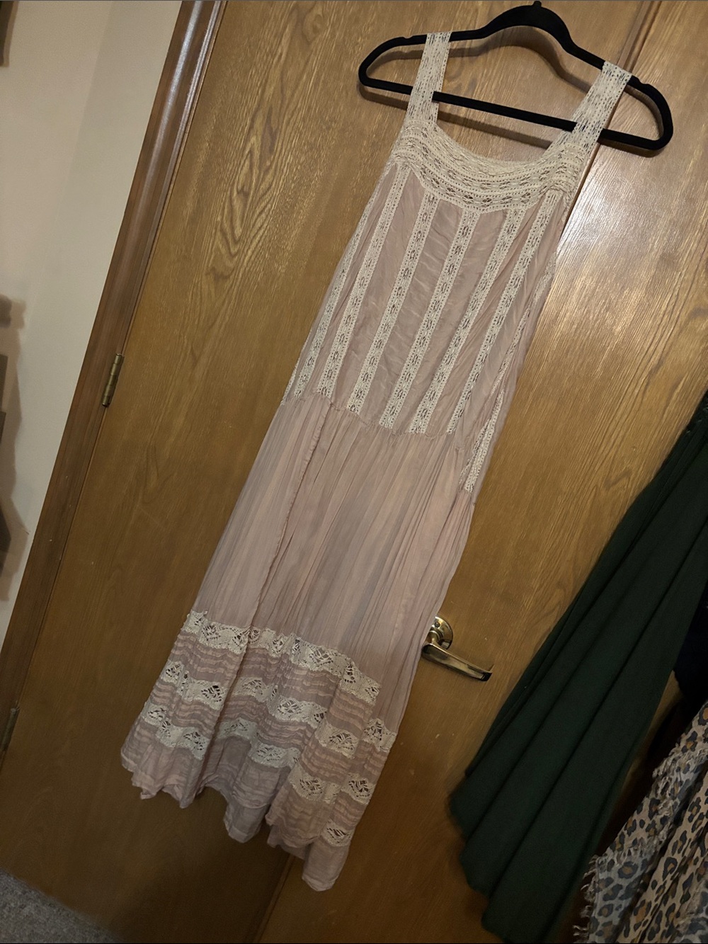 Magnolia Pearl muted blush colored Maxi Dress with Cream Lace relist for acortes